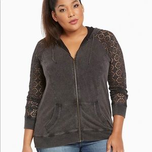 Torrid LACE SLEEVE ZIP FRONT HOODIE size 4